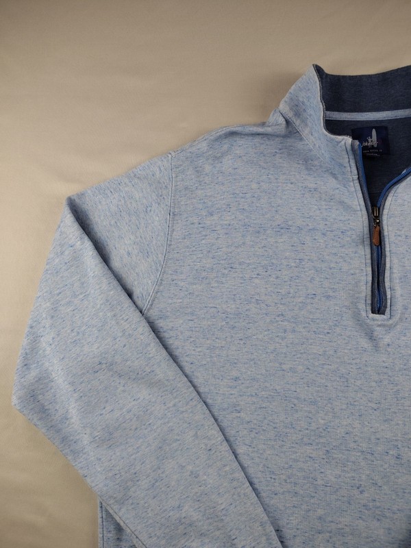 Johnnie-O Quarter Zip Pullover Sully Mens L Light Blue Heather Sweatshirt *Read gallery