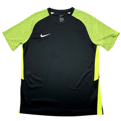 Nike Dri Fit T Shirt Mens Large Black Volt Patterned Sleeves Slim Fit 42″ Chest