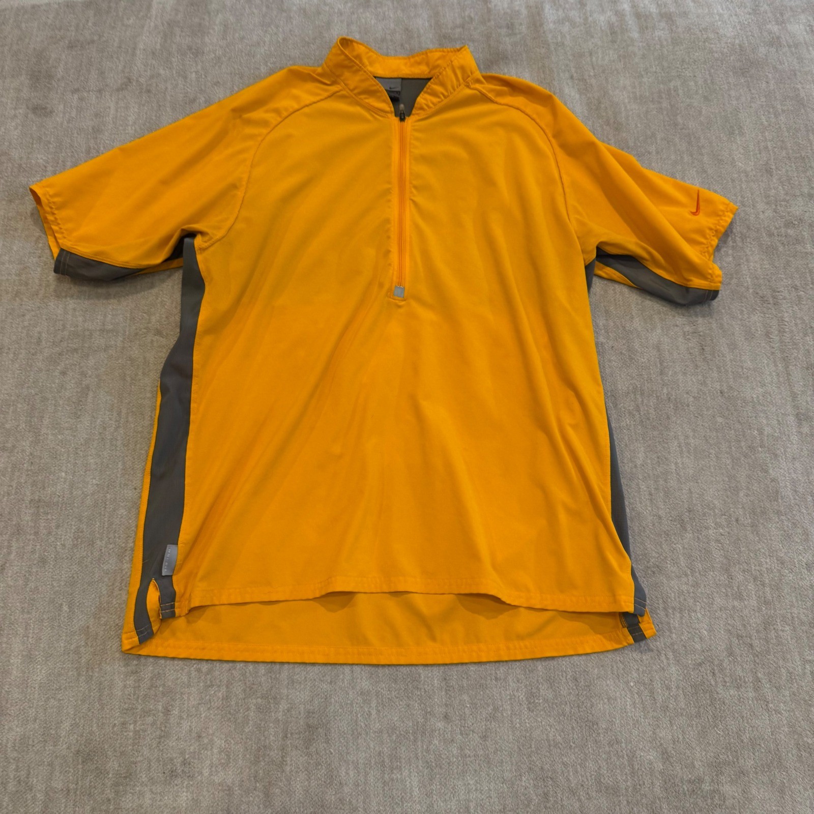 Nike Dri Fit Mens Athletic Running Cycling Shirt Size M Orange Gray Short Sleeve gallery