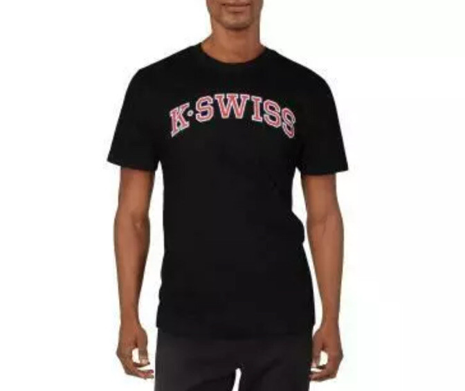 K-Swiss Mens My Swiss Black Cotton Fitness Tee T-Shirt Athletic Size Medium M