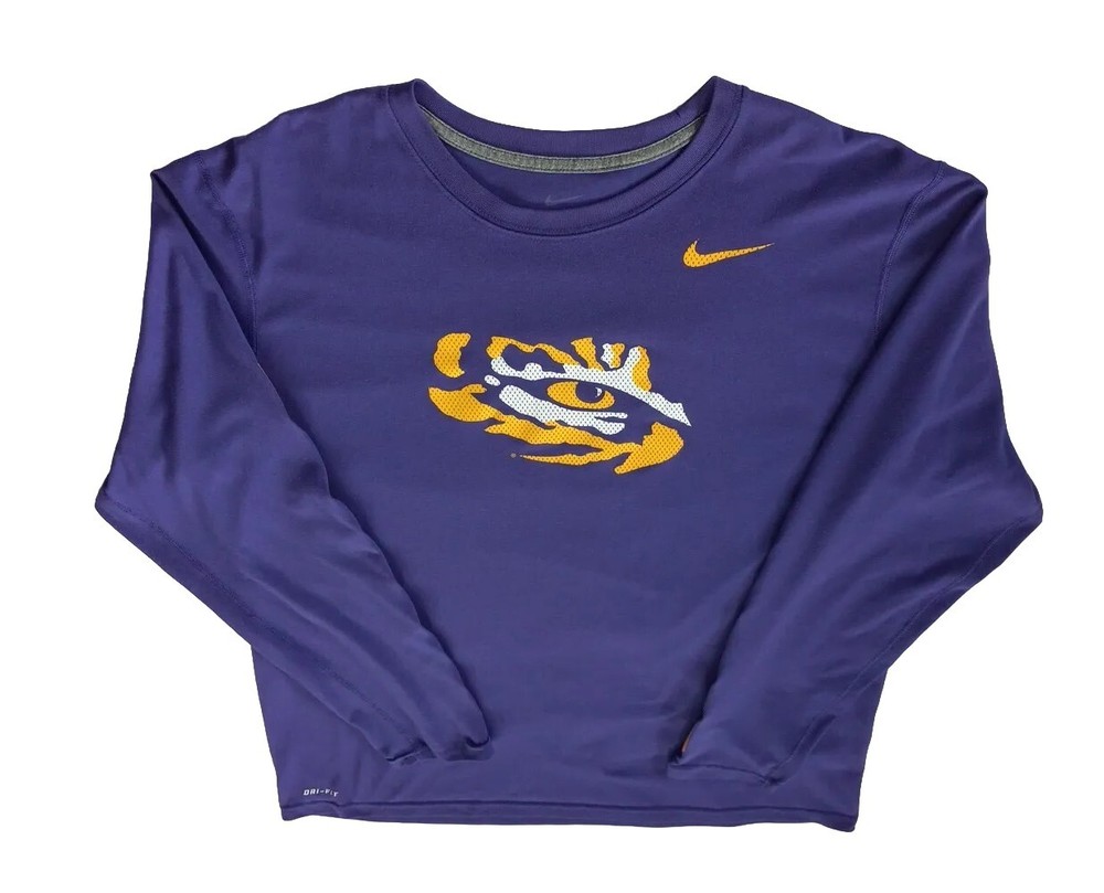 Nike Dri-FIT Men's XL Long-Sleeved Active Sweat T-Shirt Ravens Art Logo Purple