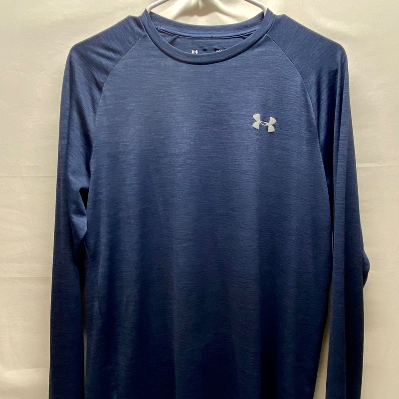 Under Armour Heat Gear Unisex Medium Heathered Navy Stretch Loose Fit EUC gallery