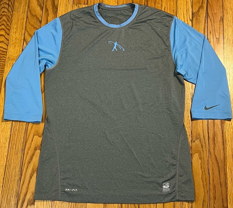 Nike Pro Combat Dri-Fit Ken Griffey Jr Gray Blue 3/4 Sleeve Shirt Men’s Large gallery