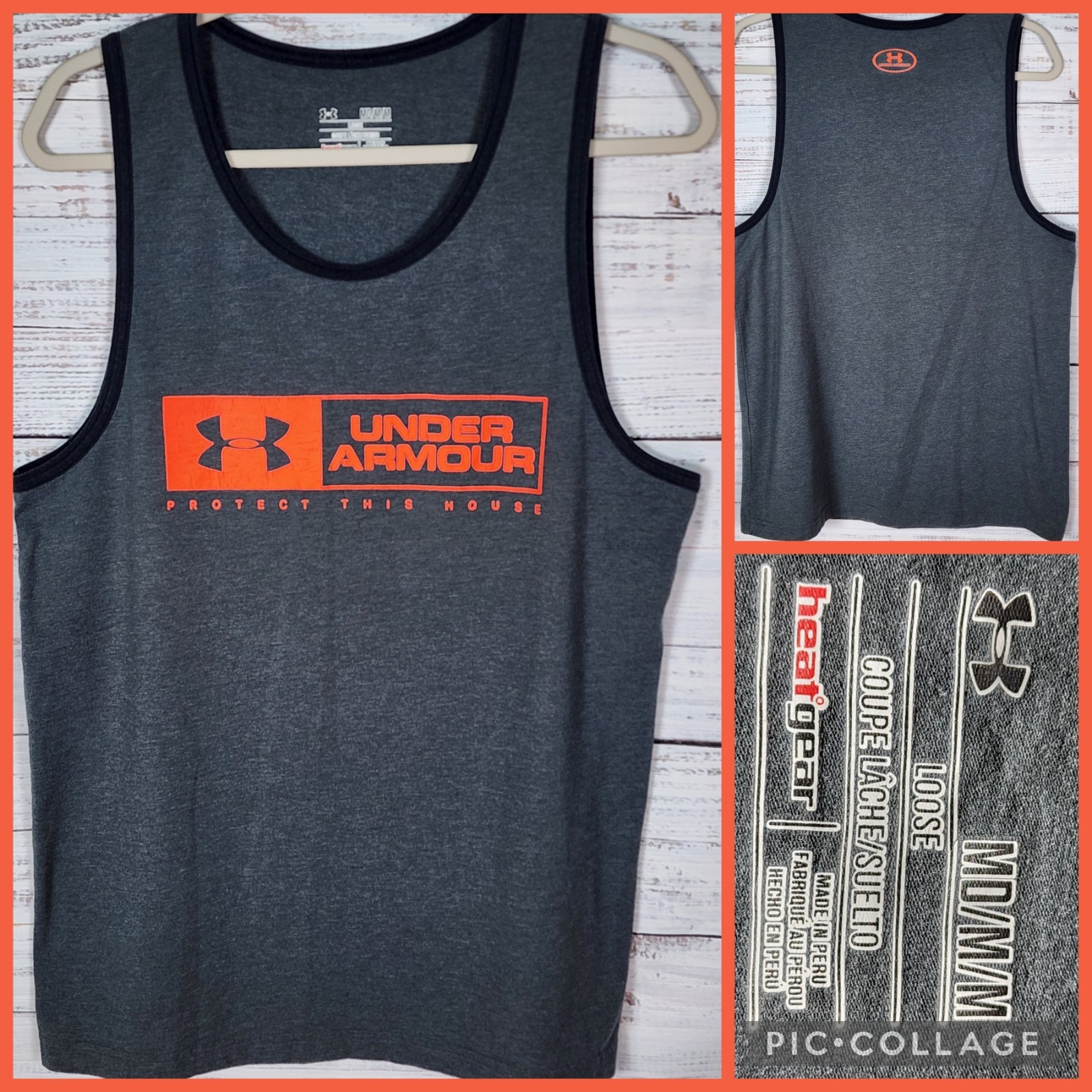 Under Armour Tank Top Men's Sz Med Gray Sleeveless Loose Fit Heat Gear Workout gallery