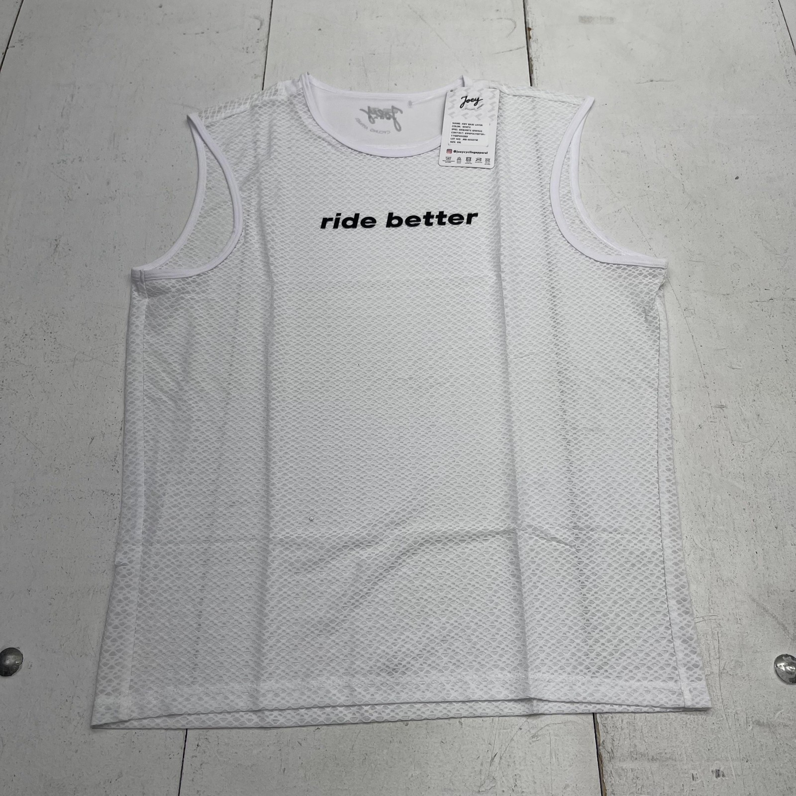 Joey Cycling Apparel Base Layer Tank Mens 3XL White Mesh Road Bike Shirt gallery