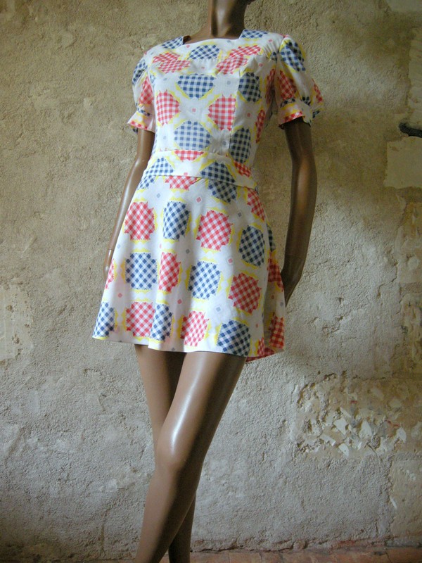 Chic Vintage Floral & Vichy Dress 70s Kleid 70er Abito Anni 70 (36/38) gallery