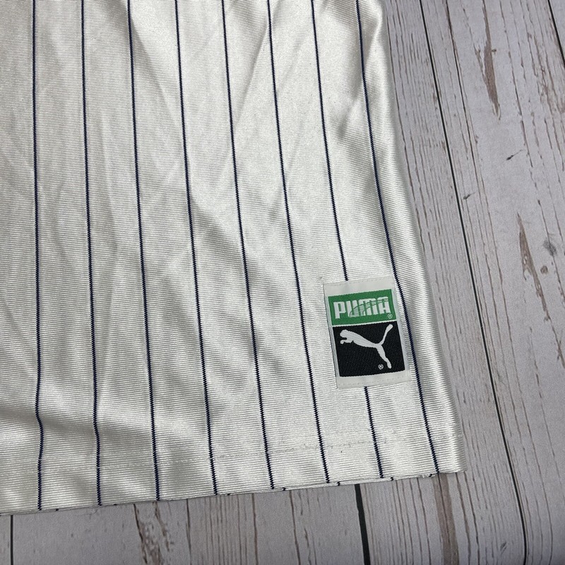 Vintage PUMA Pin Stripe Satin Warm Up Baseball Basketball Jersey Mens XXL White gallery
