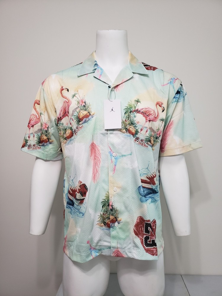 Nike Jordan Men's Essentials Printed Camp Shirt IB3007-133 Size M