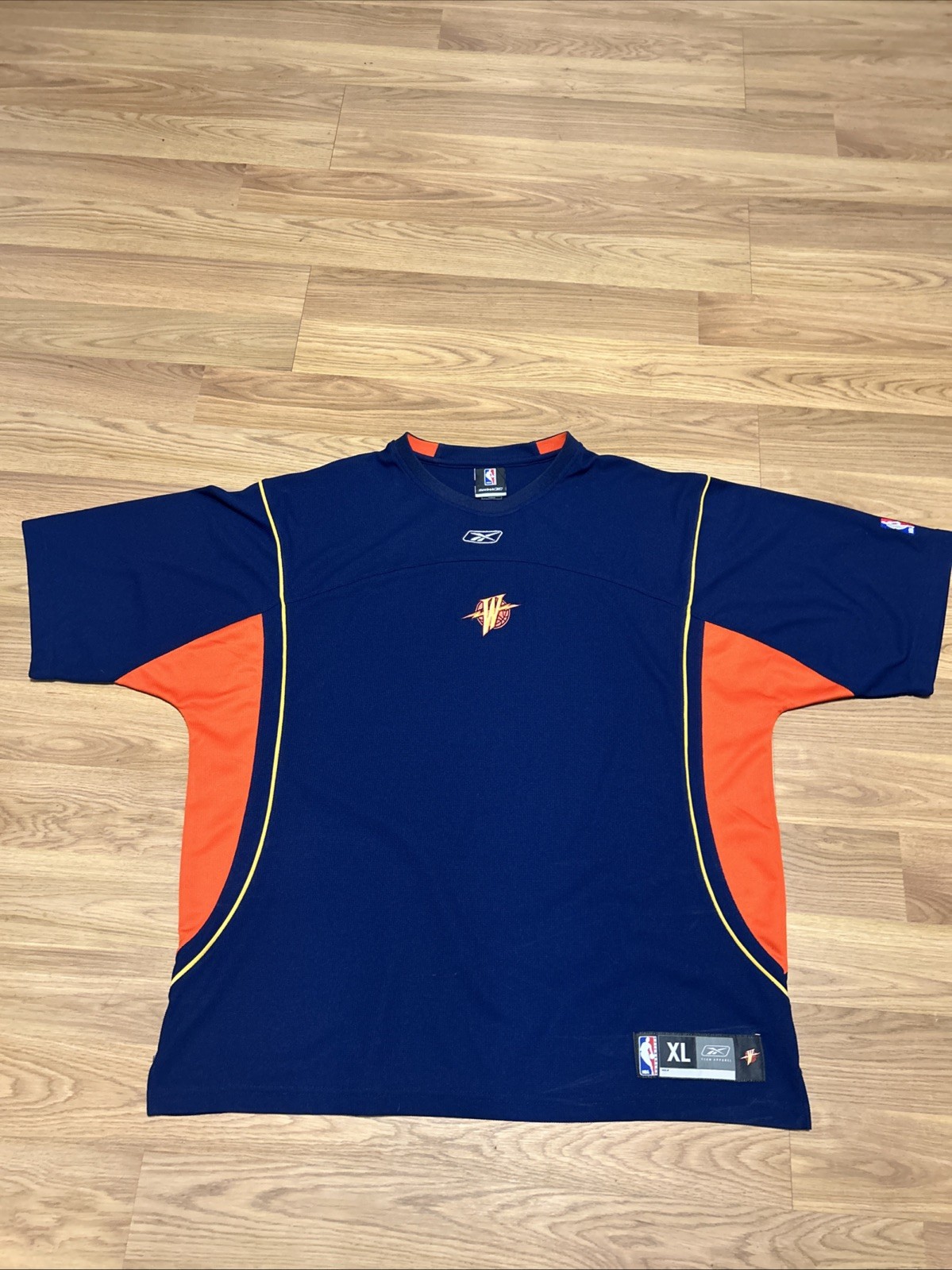 Reebok Golden State Warriors Vintage Shooting Shirt Navy/Orange Men’s Sz XL gallery
