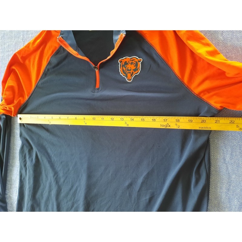 NFL Team Apparel Chicago Bears Quarter Zip Pullover Mens Large Navy Blue Orange gallery