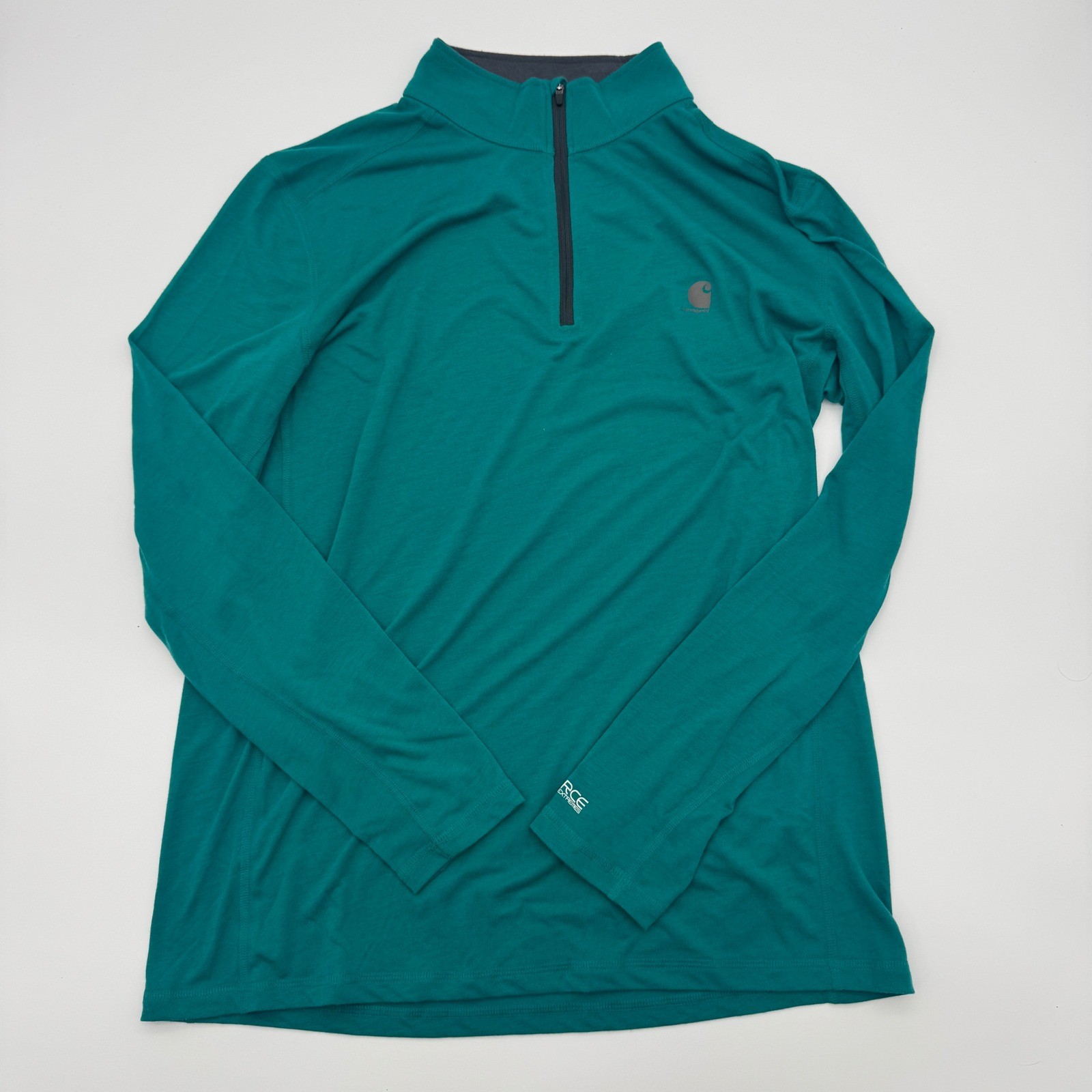 Carhartt Force Extremes Quarter Zip Pullover Mens Large Teal Green Relaxed Fit gallery