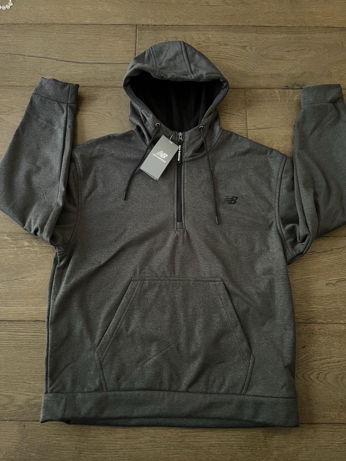 Men’s New Balance Tenacity Hooded Quarter Zip Dk Gray Size M (NWT) gallery