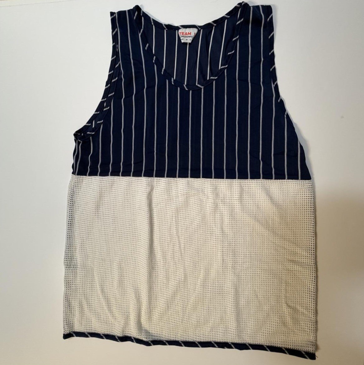 Team 1 Sportswear Navy White Stripe Colorblock Sleeveless Dress gallery