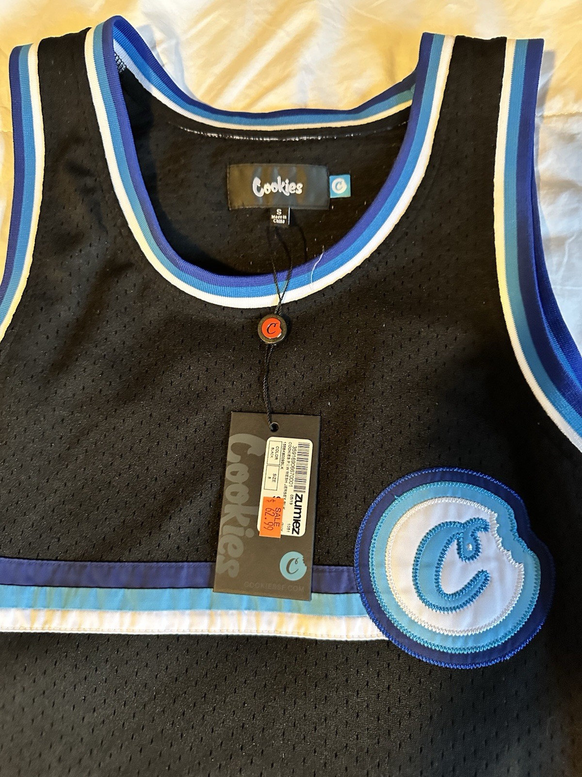 COOKIES 'Puttin In Work' Mesh Basketball Jersey Size Small Black/Blue/White gallery