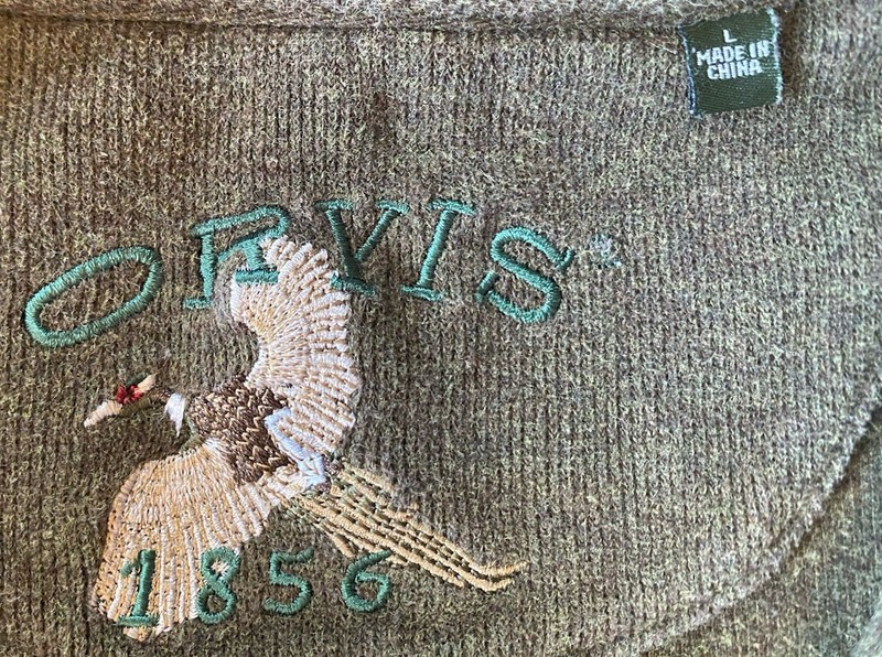 Men's Orvis Simoom Tweed Quarter Zip Sweatshirt Green Large, Elbow Patches gallery