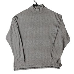 Nike Golf Large Mock neck Long Sleeve Heavy 100% Cotton Grey Striped