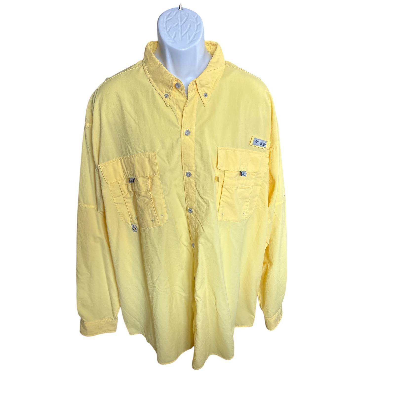 Columbia PFG Bahama II Long Sleeve Bright Yellow Fishing Shirt, Size 2X Tall gallery