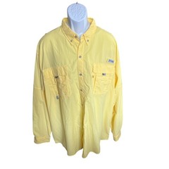 Columbia PFG Bahama II Long Sleeve Bright Yellow Fishing Shirt, Size 2X Tall