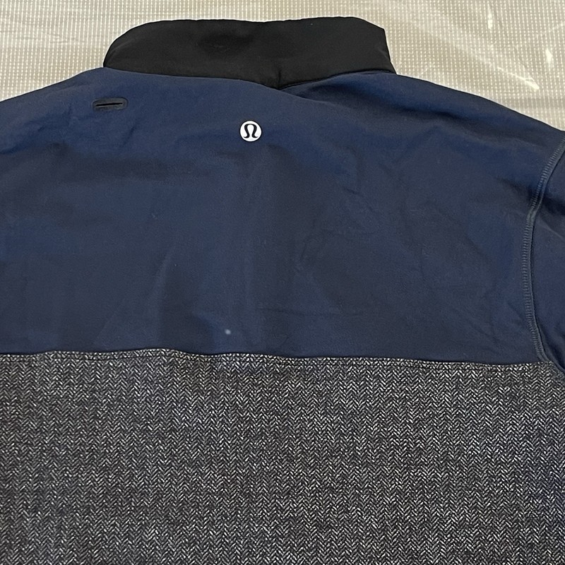 Lululemon Sprint 1/4 Zip Pullover Men' Blue Grey Herringbone Performance Top Sm. gallery