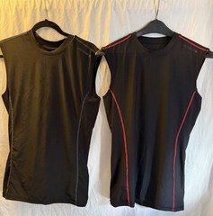 Devops Men’s Pair Of Two Sleeveless Compression Shirt Red And Black Size L