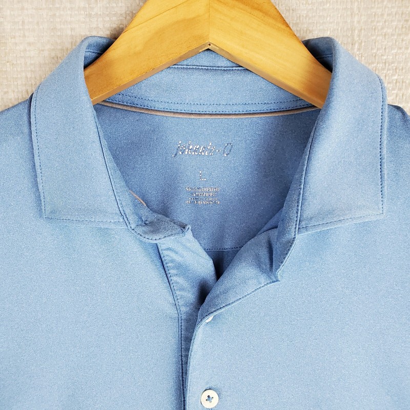 JOHNNIE-O Size Large Performance Heathered Blue Mens Polo Shirt Golf Stretchy gallery