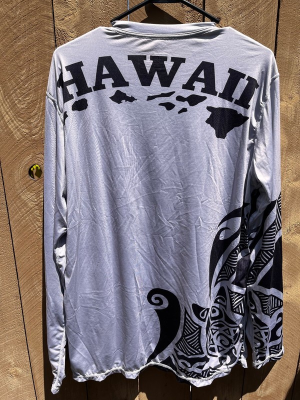 In Gear Hawaii Aloha Graphics Long Sleeve GRAY Rashguard Shirt UPF 50+ - Men's L gallery