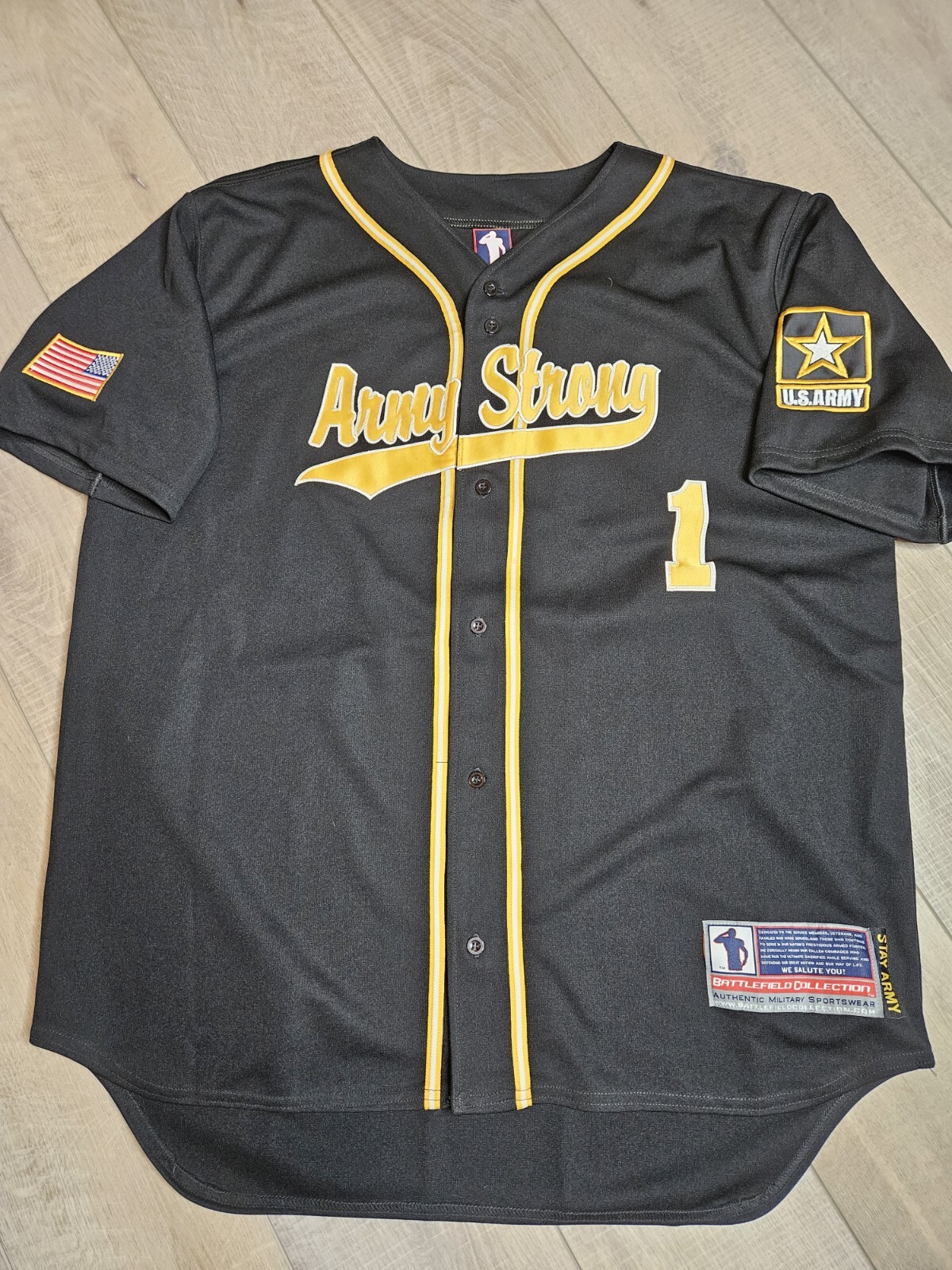 Battlefield Collection Army Strong Baseball Jersey USA Size 2XL Black gallery