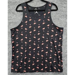 Jordan Tank Top Mens XL Black Flamingos W/ Nikes Print Jumpman Sleeveless Shirt