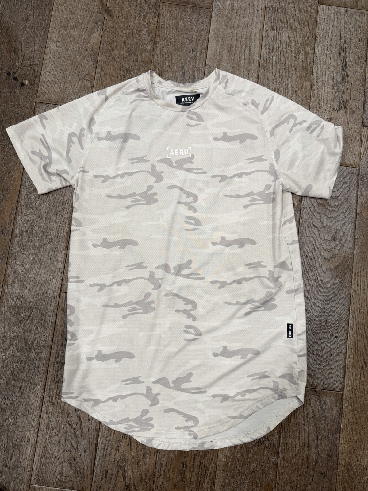 ASRV Silver-Lite DSG-0164 Camo Training T-Shirt White Gray Curved Hem Men’s M gallery