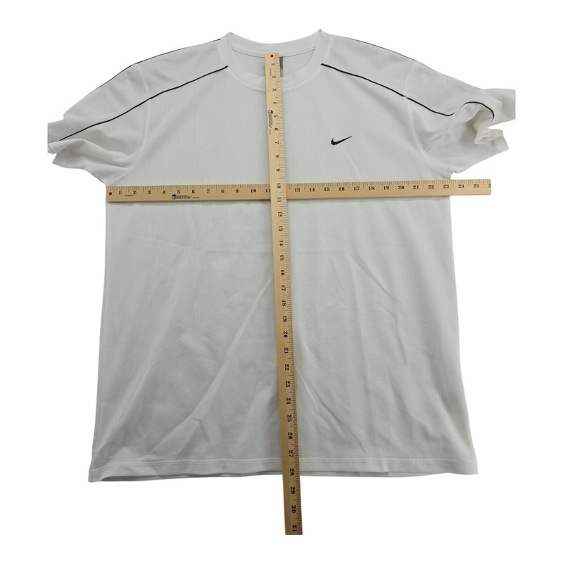 Nike Shirt Mens XL White Black Stripe Short Sleeve Athletic Tee Gray Tag gallery