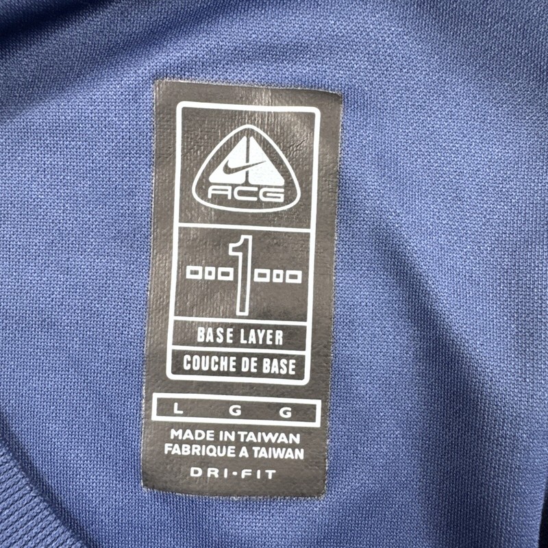 Nike ACG Dri Fit Base Layer Shirt Mens Large Blue Short Sleeve Gorpcore Vtg READ gallery