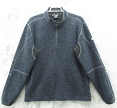 Kuhl Fleece Shirt Mens Large Blue ThermoKore Wool Blend 1/4 Zip Hiking Pullover