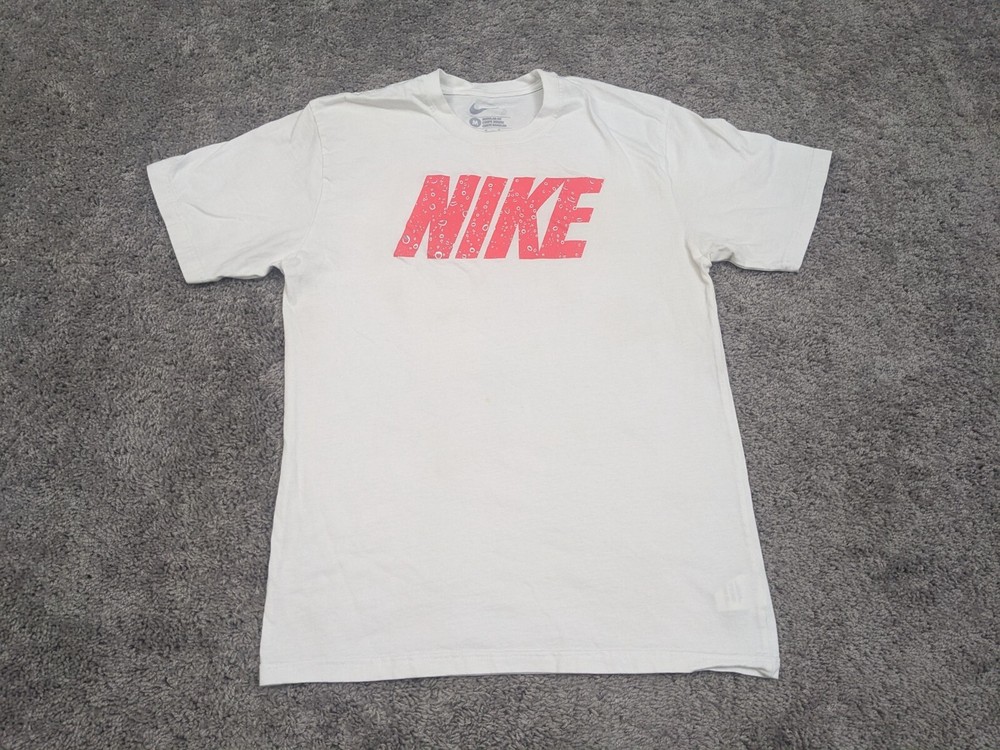 Nike Swim Men's Shirt Medium Crew Neck Short Sleeve White Spellout