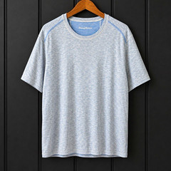 Tommy Bahama Performance Shirt Men Gray Blue Heather Stretch Crew Neck P2P 27
