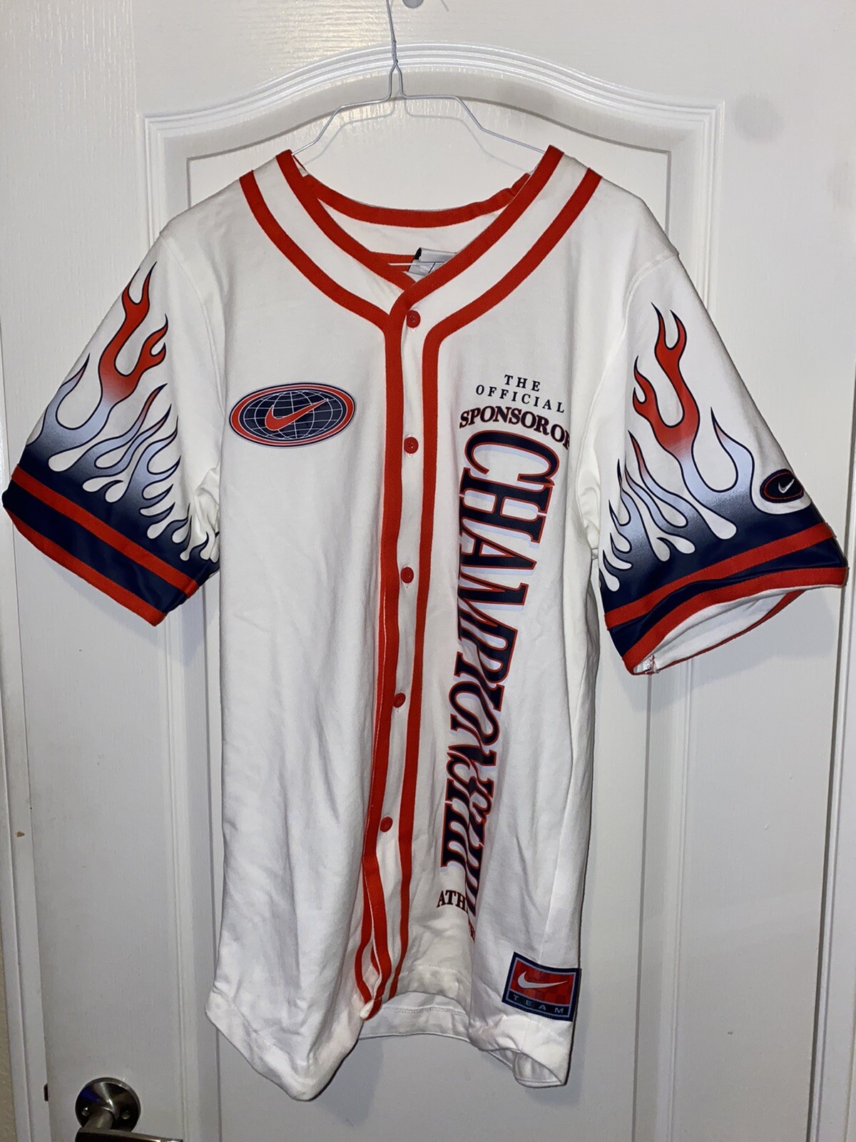 Nike Baseball Button Shirt Flames Championship DV9642-133 Mens SZ Small New gallery