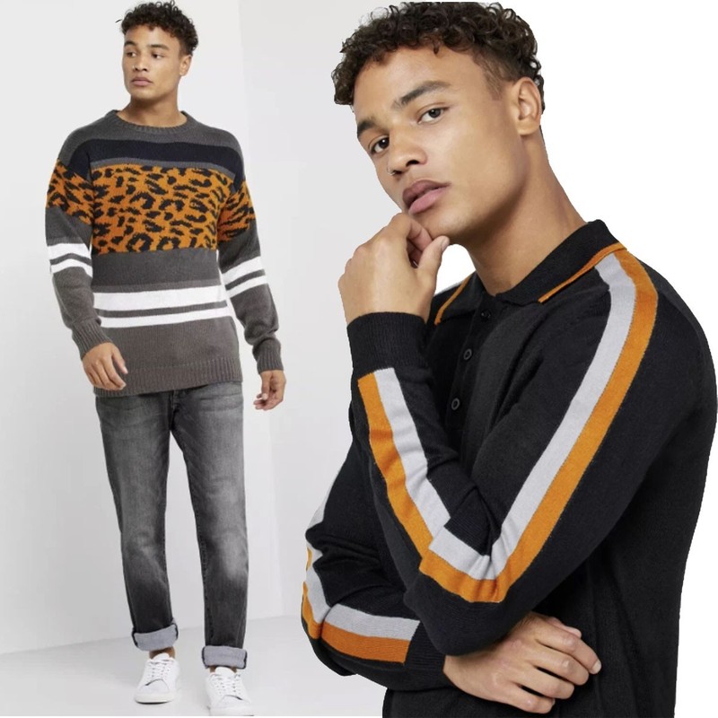 Mens Jumpers Crew Neck Winter Pullover Cable Knitted Sweatshirt Casual Warm Polo gallery