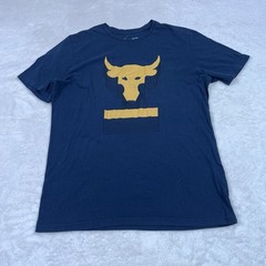 Under Armour Project Rock T Shirt Mens Medium Blue Big Bull Logo Short Sleeve