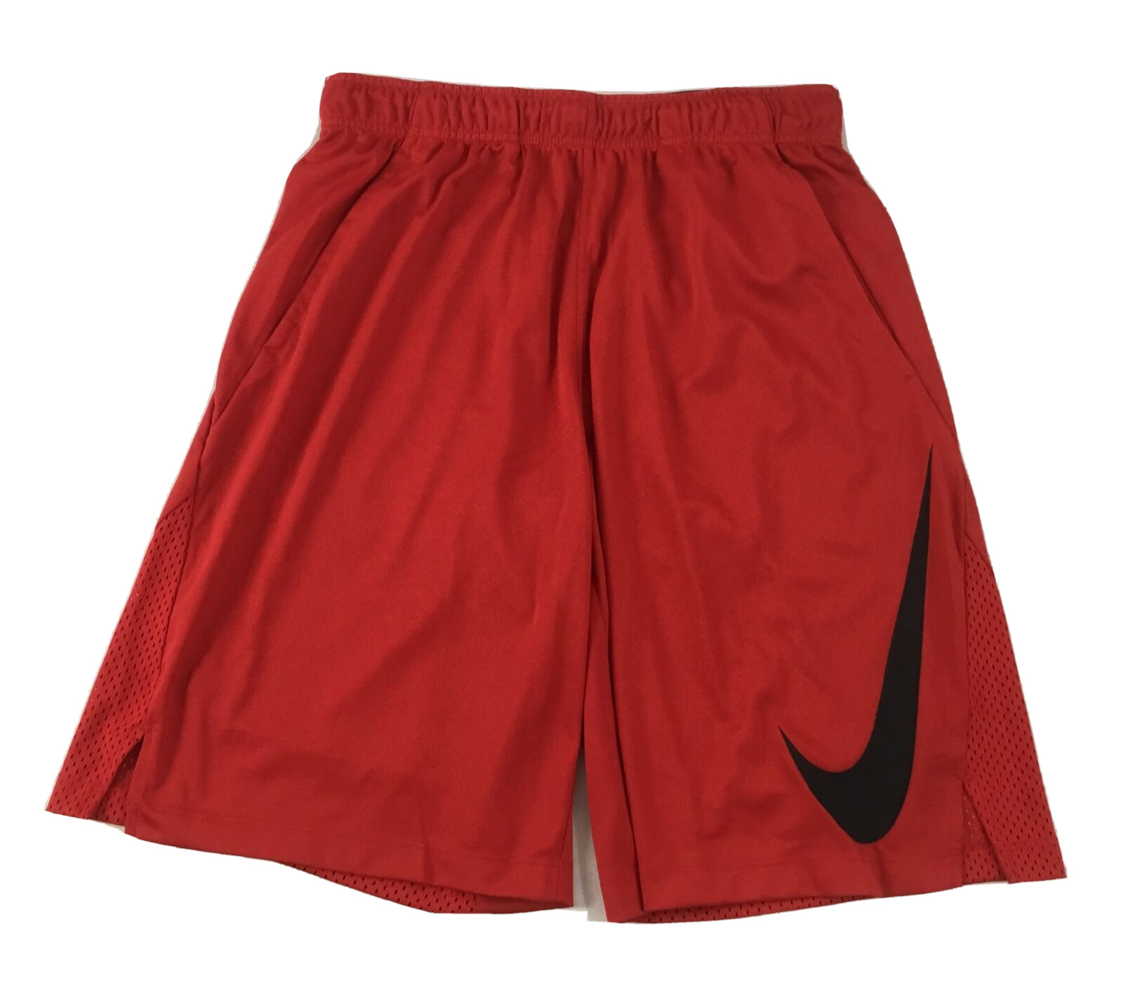 Nike MEN'S 11” Dri-Fit Mesh Big Logo Basketball Shorts 871720 Red Black Size S gallery