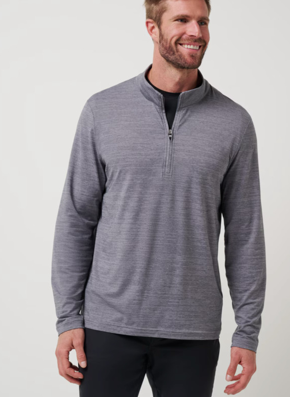 Travis Mathew Mens Heater Long Sleeve 1/4 Zip Shirt Gray Sleet Sha Golf NEW NWT! gallery