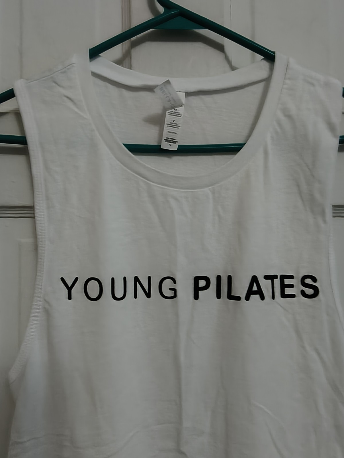 Bella Canvas Young Pilates White Workout Tank Top Size Small Shirt C4 gallery