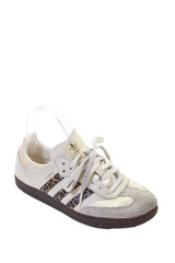 Adidas Womens Samba OG J Leopard Detail Sneakers White Brown Size 5