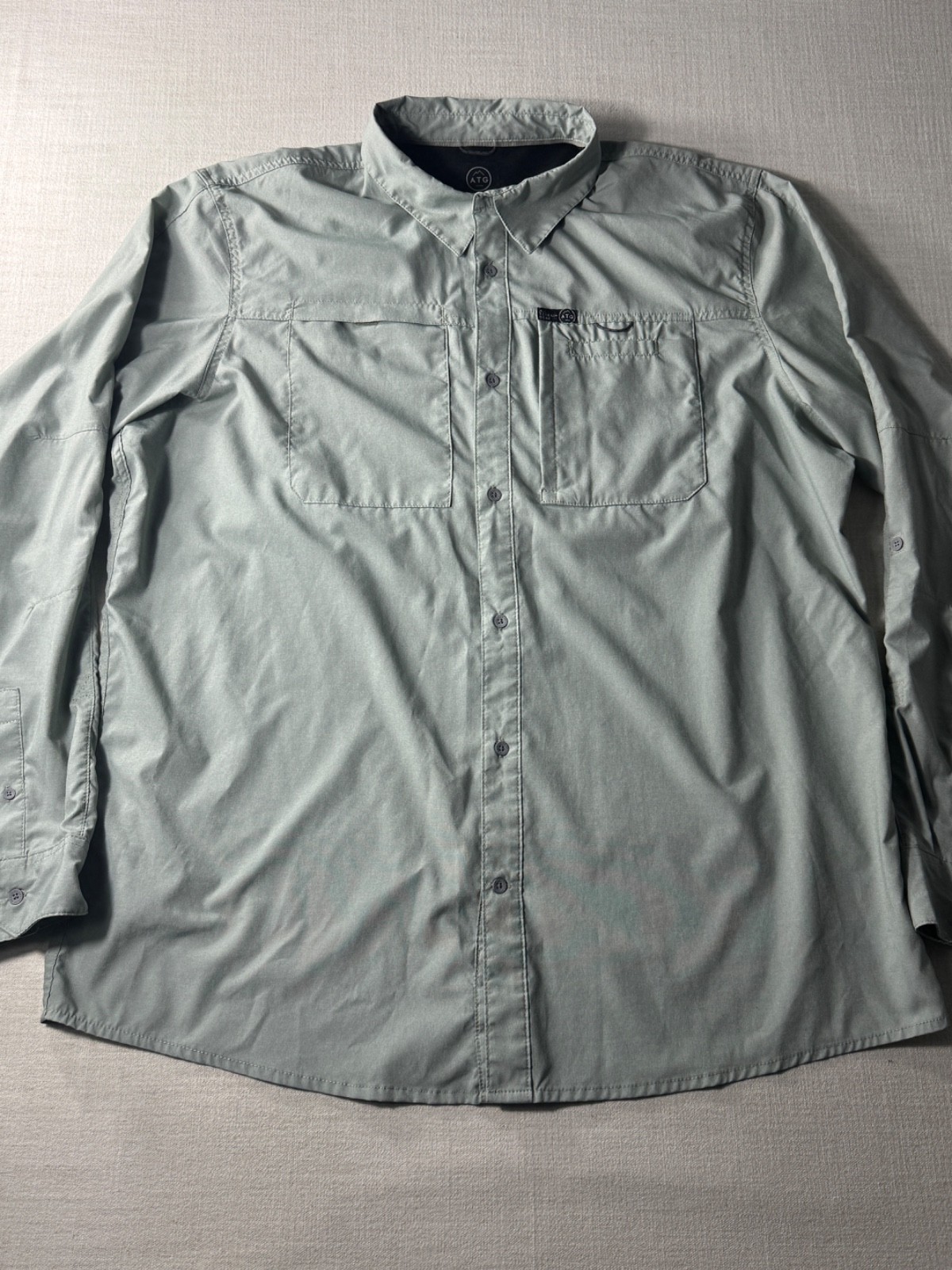 Wrangler ATG Men’s Vented Button Up Long Sleeve Shirt Grey Green 2XT Hiking gallery
