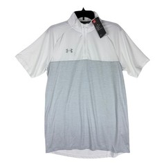 Under Armour Mens HeatGear Short Sleeve 1/4 Zip Pullover White Grey Medium NWT