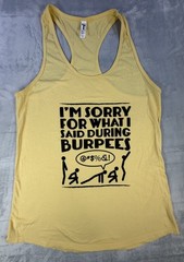 Men’s Funny Burpees Racerback Tank Top XL Yellow Workout Gym Crossfit Next Level