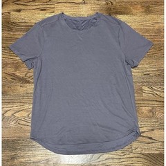 Lululemon Conflux Barry’s Graphite Purple Athletic Workout Scalloped Shirt Sz L