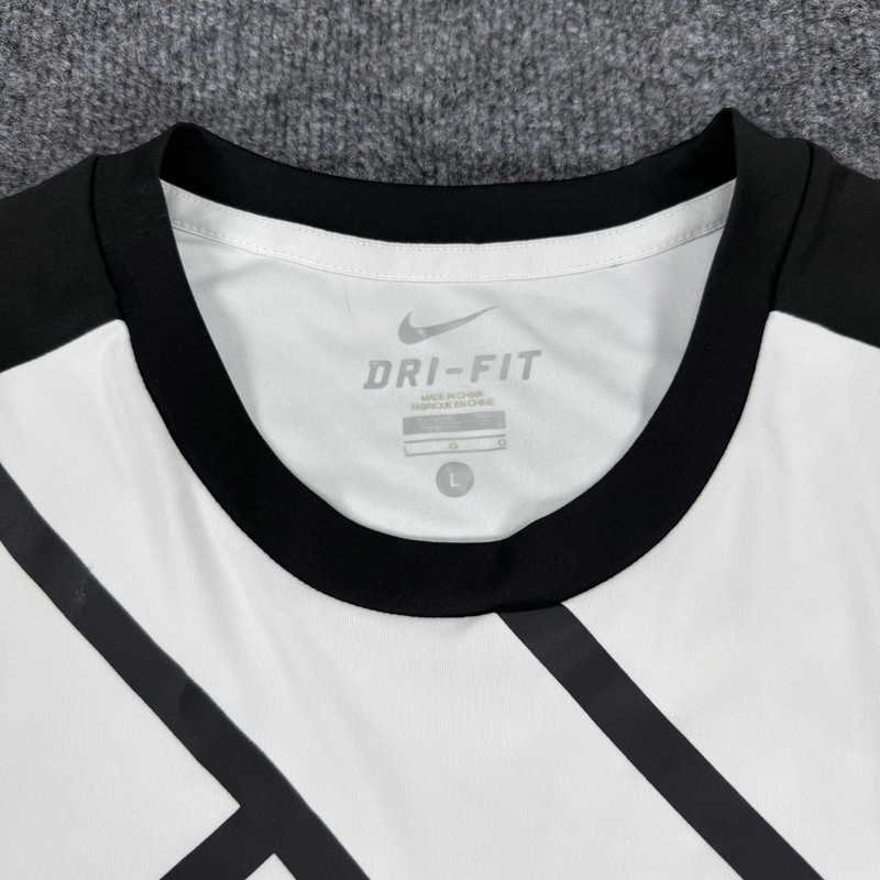 Nike Court Shirt Mens Large Black White Tennis 2015 Athletic Challenge Team gallery