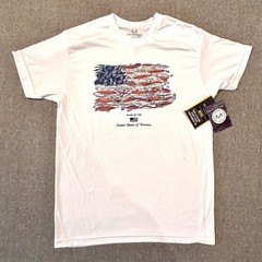 Realtree Performance Tee Shirt Men’s M White Fishing USA Flag Short Sleeve • NWT