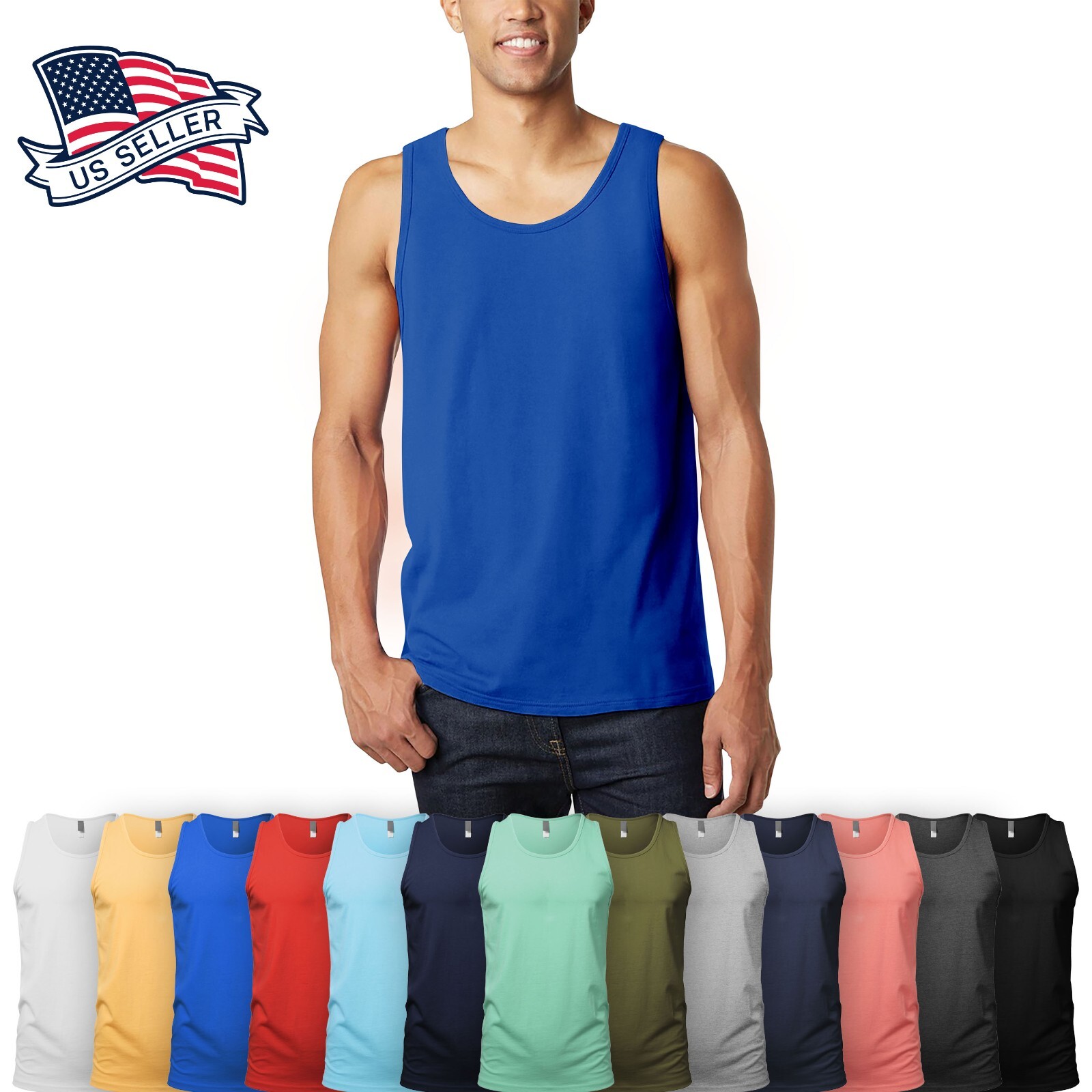 Mens TANK TOP Shirt Casual Sleeveless Tee Gym Jersey Athletic Solid Beach Basic gallery