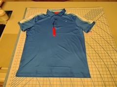 MENS LARGE ROYAL BLUE/AQUA/WHITE REDVANLY POLO SHIRT – NWT