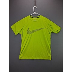 Nike Swim T-Shirt Dri-FIT Graphic Swoosh Large Lime Green UPF 40+ Short Sleeve